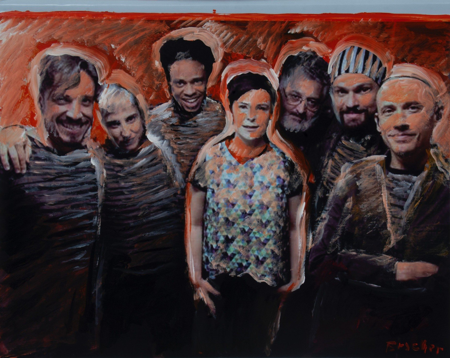 Retrato da banda mineira Pato Fu pintado por Carlos Bracher
