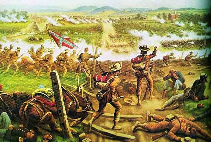 A Batalha de Gettysburg teve 170 mil soldados e provocou mais de 50 mil baixas, com derrota dos confederados. 
A União possuía estrutura bélica superior, graças à industrialização do norte dos Estados Unidos à época. 
