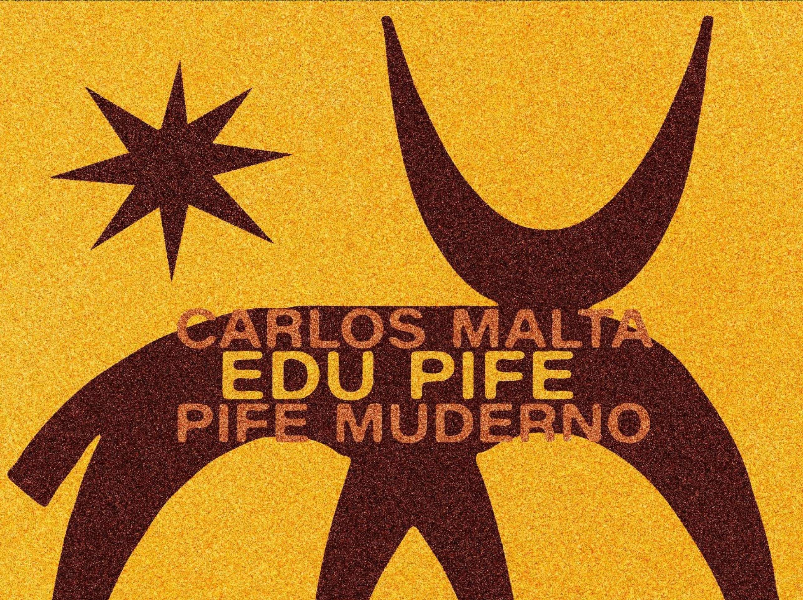 Detalhe da capa do álbum 'Edu Pife", que será lançado nesta terça (11/2) nas plataformas Capa do disco Edu Pife tem ilustração de animal estilizado com chifres, tendo atrás de si o sol.