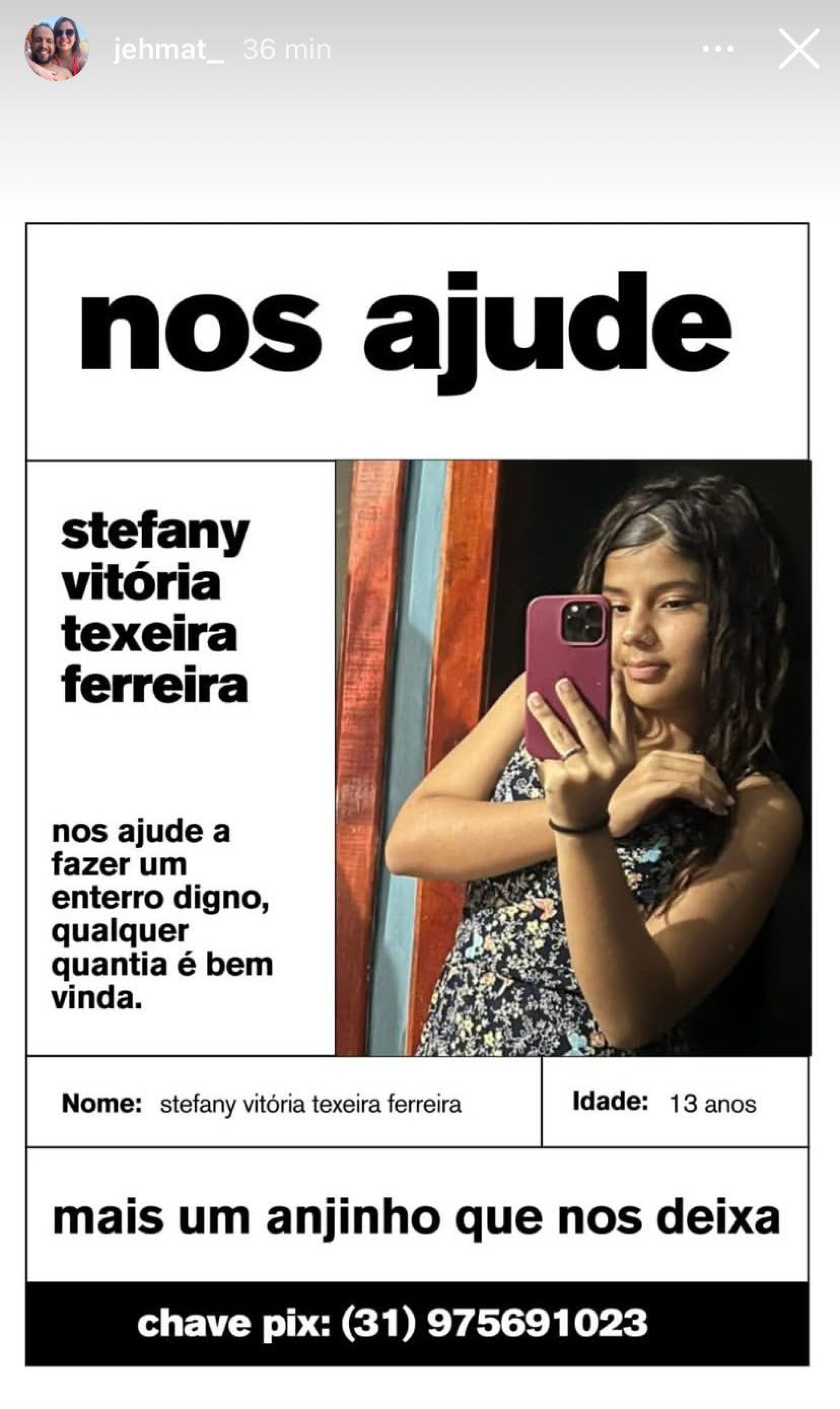 Família da menina morta por pastor faz vaquinha para conseguir sepultá-la no mesmo jazigo do irmão, no Parque da Colina.