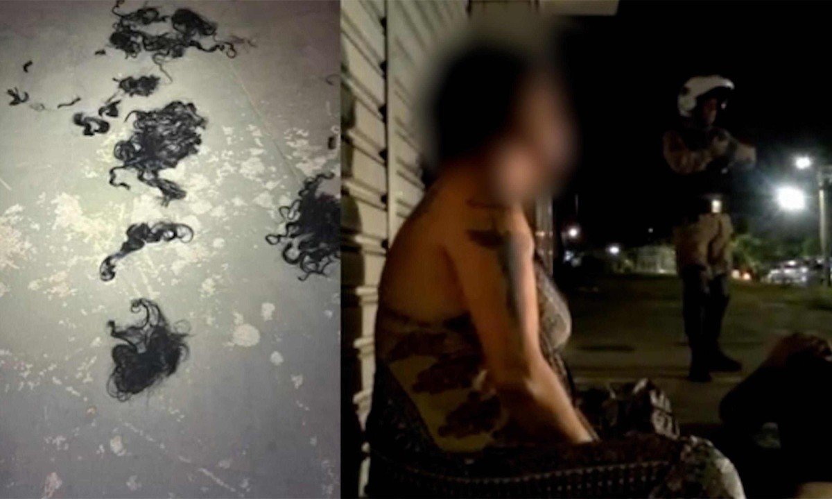 Mulher tem cabelo cortado pelo ex-namorado que filmou a agressão, em Ipatinga (MG) -  (crédito: Reprodução)