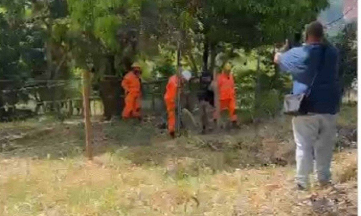 Corpo de Bombeiros, Polícia Militar e Perícia d PCMG trabalham para desvendar a morte -  (crédito: CBMMG)