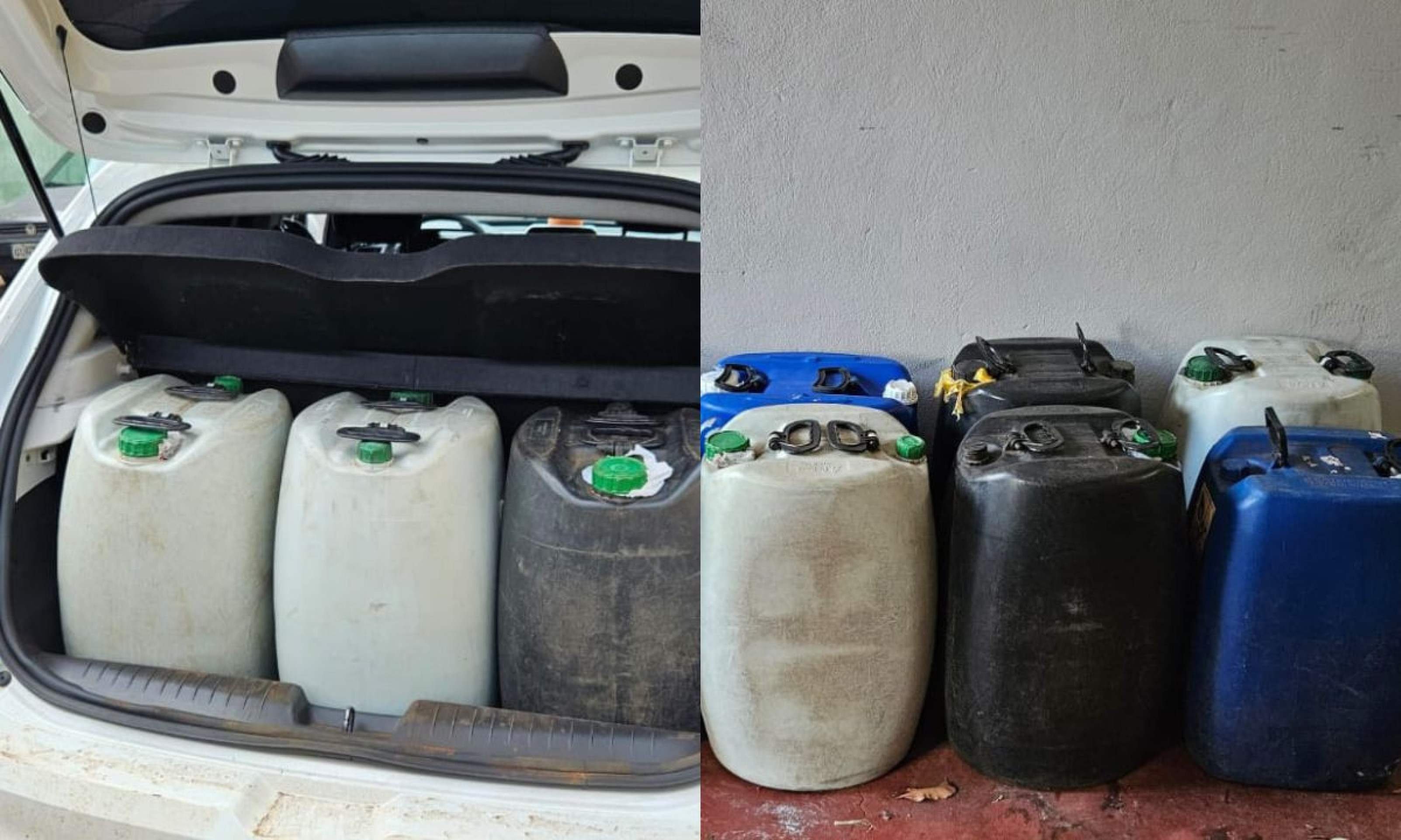 MG: carro é flagrado com 500 litros de etanol em galões