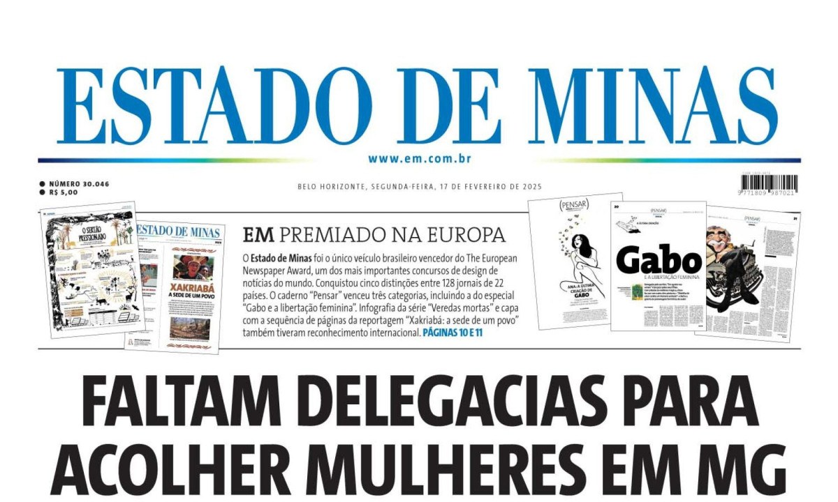 Confira a capa do Estado de Minas do dia 17/02/2025 -  (crédito: Estado de Minas)