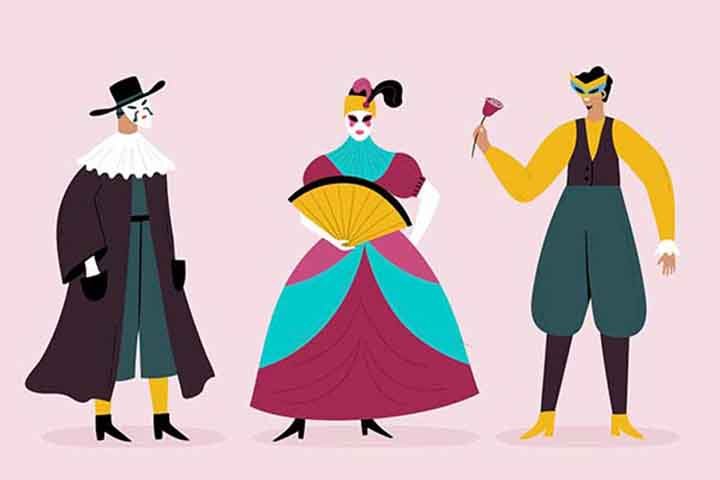 As histórias do trio eram encenadas em ruas e praças de cidades da Itália, servindo como entretenimento público inspirado pelas festividades carnavalescas. 
