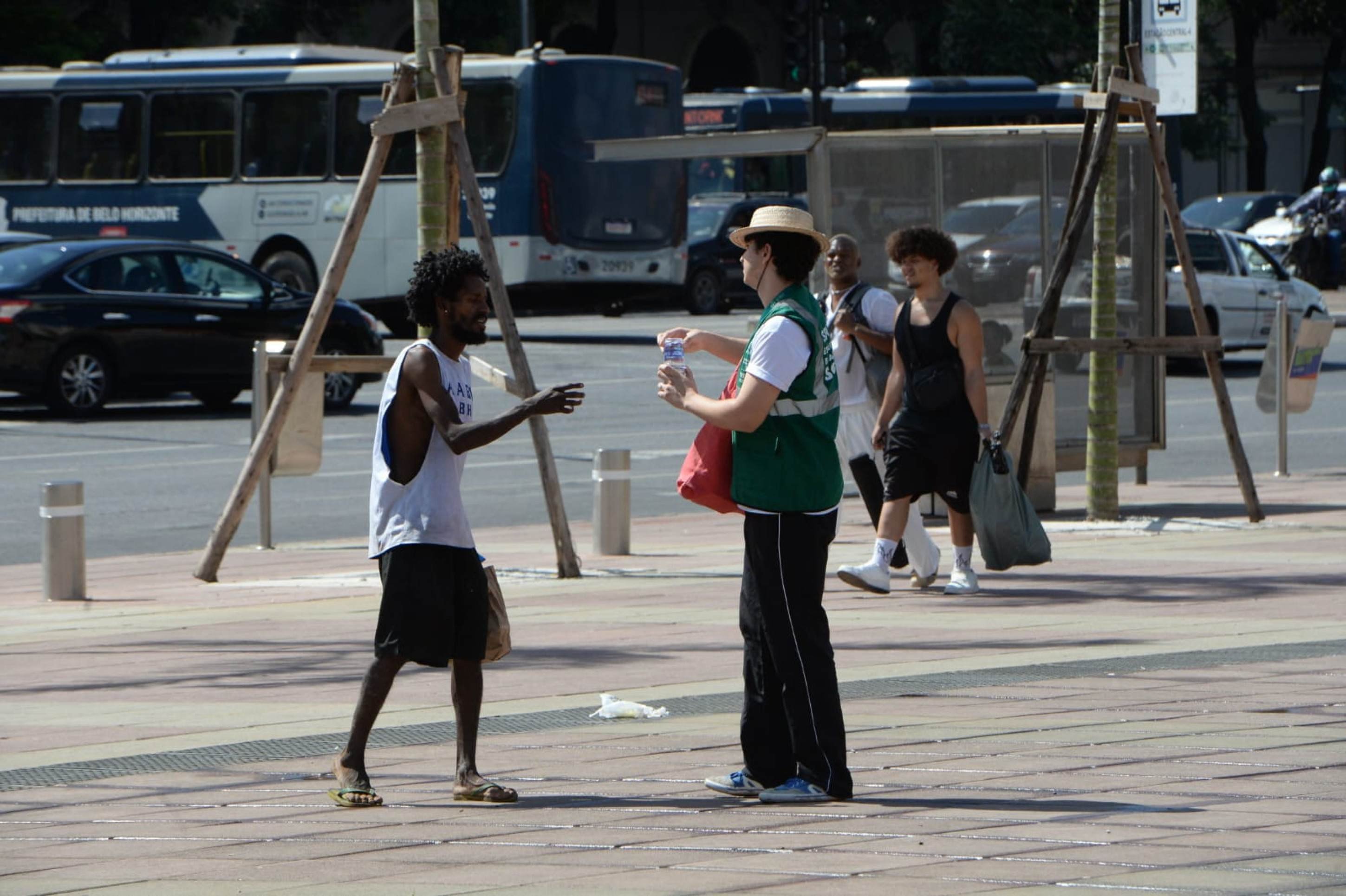 A ação ocorreu na Praça da Estação, na Região Centro-Sul de BH -Túlio Santos/EM/D.A Press