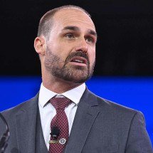 Eduardo Bolsonaro participa de evento conservador nos Estados Unidos -  (crédito: SAUL LOEB / AFP)