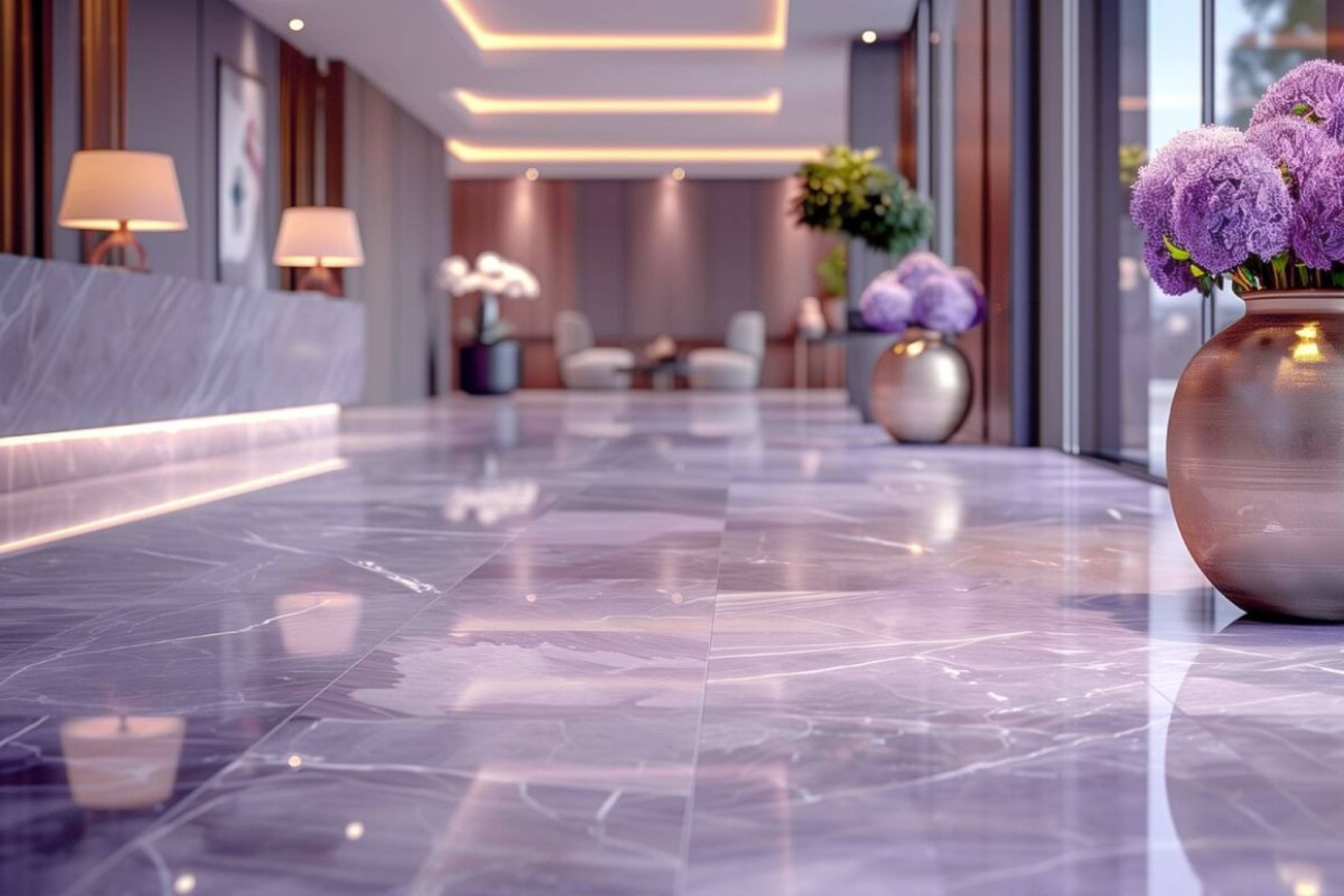 Opção sofisticada e resistente, indicada para ambientes de alto tráfego e áreas úmidas devido à baixa absorção de água Porcelanato