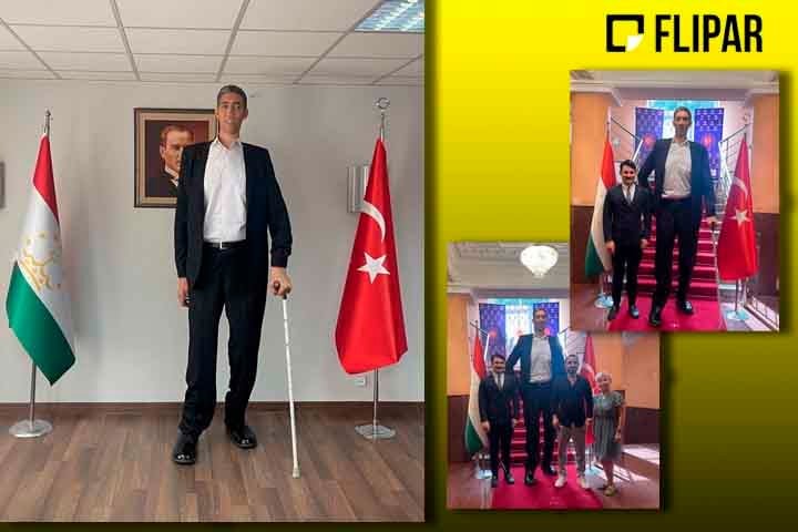 Nascido na Turquia, Sultan Kôsen tem 42 anos e está entre dez casos atestados até hoje de pessoas no mundo com altura superior a 2,5 metros. 
