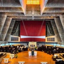 Imponente mosteiro nos EUA é o verdadeiro astro do filme 'O brutalista' -  Kerem Yucel/AFP