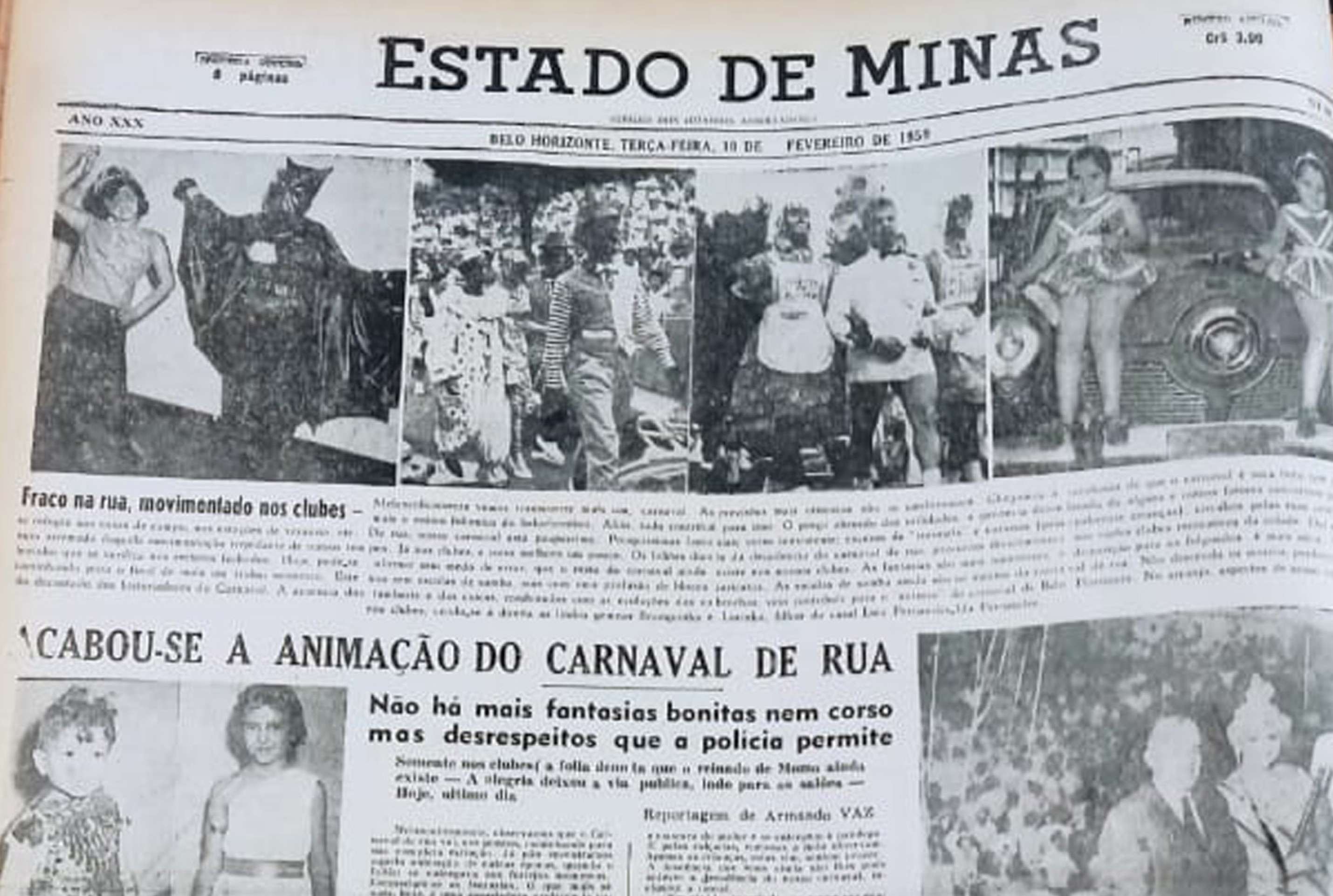 No fim dos anos 50, o carnaval migrou novamente para os clubes de BH-Estado de Minas/Reprodução