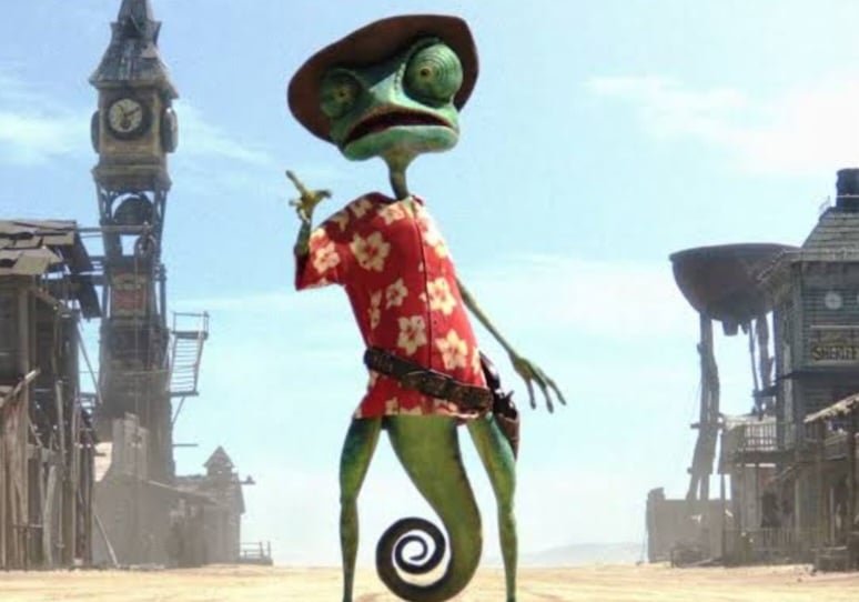 No cinema, Rango, personagem protagonista de um filme de animaÃ§Ã£o, do ano de 2011, dirigido por Gore Verbinski, Ã© um camaleÃ£o.