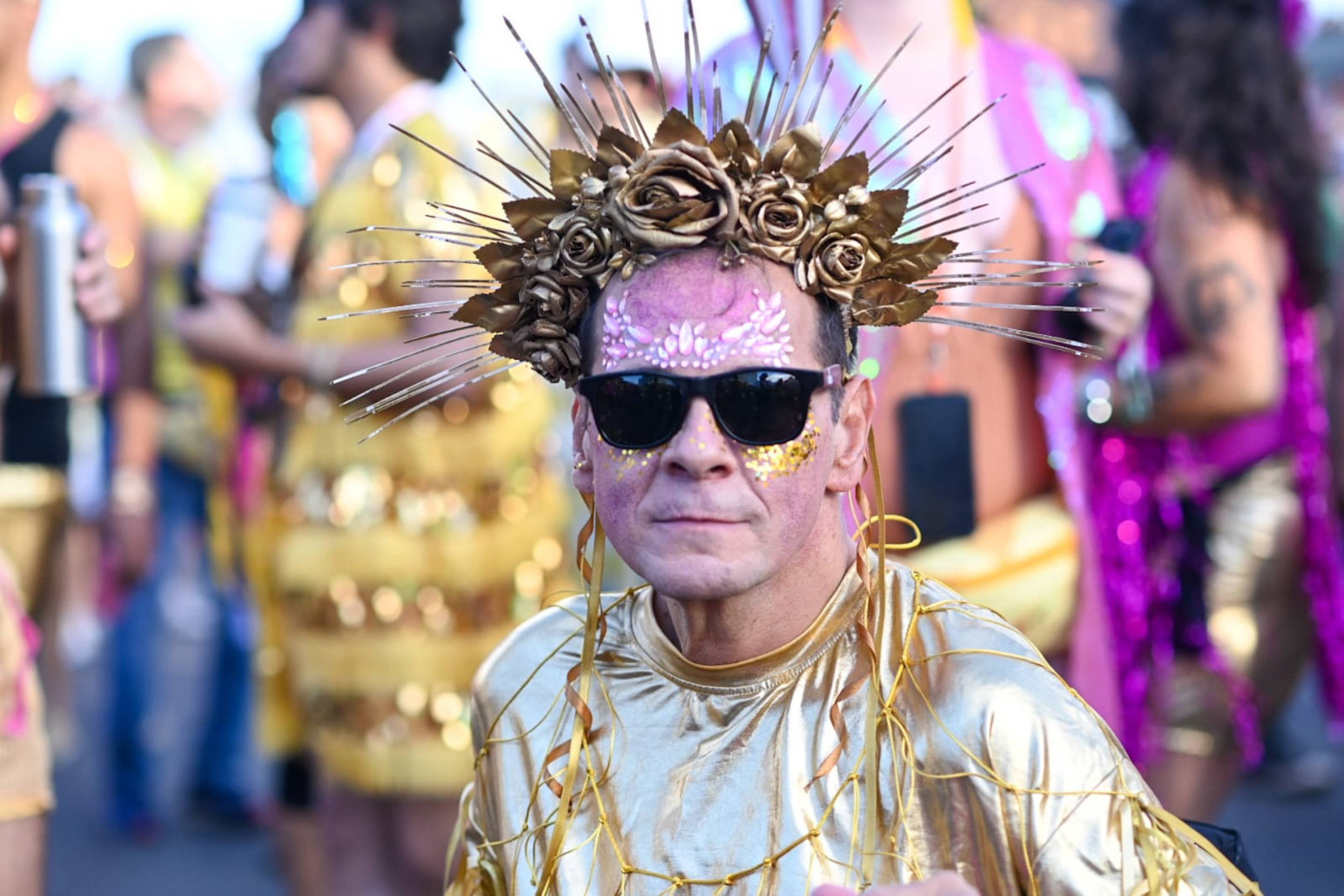 Foliões investiram em fantasias nas tradicionais cores do bloco-Leandro Couri / E.M /D.A Press