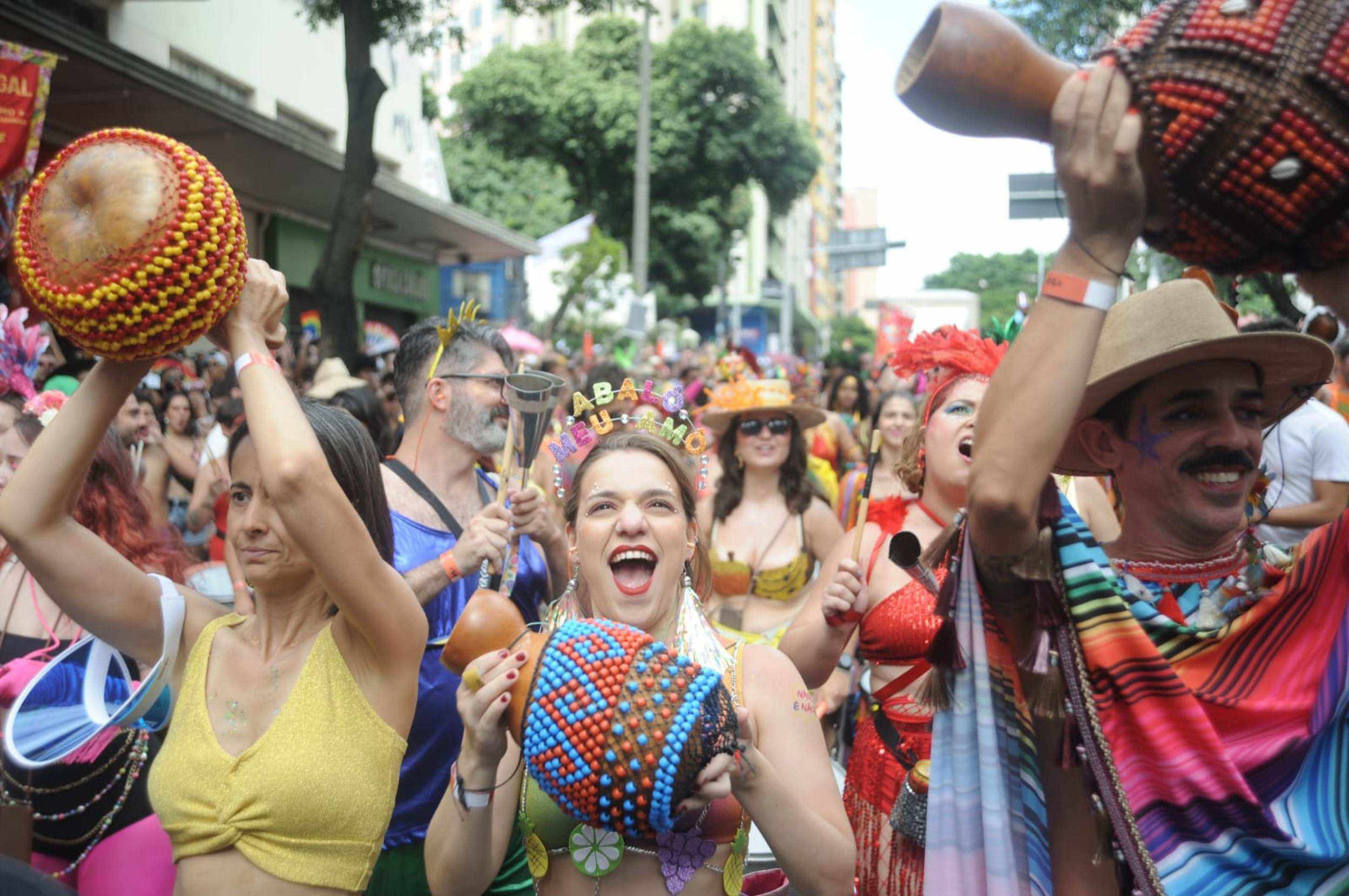 O cortejo desceu a Avenida Amazonas e coloriu o Centro da capital-crédito:Alexandre Guzanshe/ E.M /D.A Press