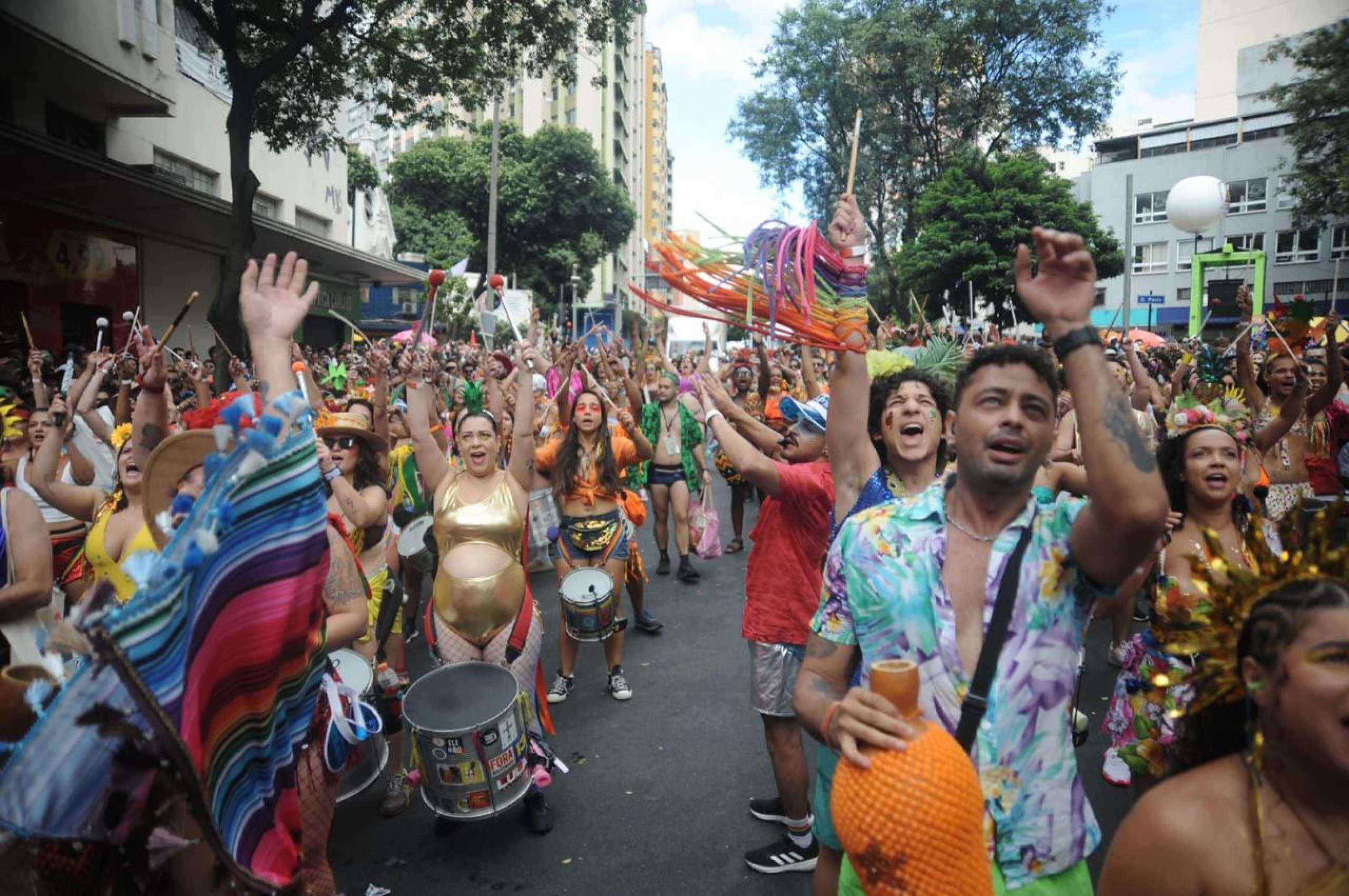 O cortejo desceu a Avenida Amazonas e coloriu o Centro da capital-crédito:Alexandre Guzanshe/ E.M /D.A Press