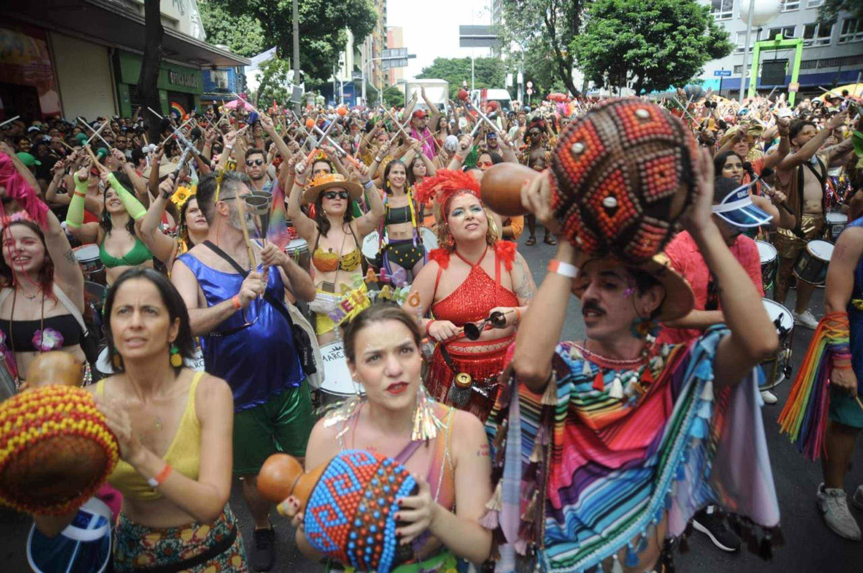 O cortejo desceu a Avenida Amazonas e coloriu o Centro da capital-crédito:Alexandre Guzanshe/ E.M /D.A Press