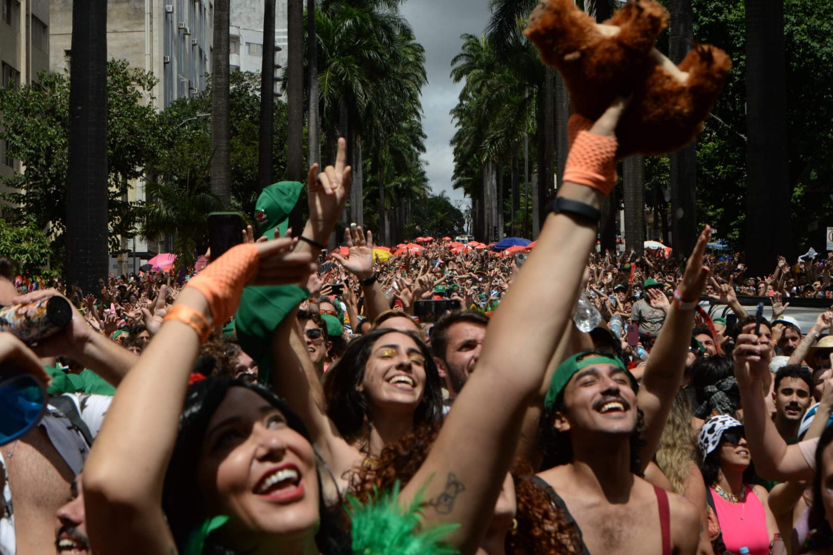 Na sua segunda edição o bloco arrastou milhares de foliões na Av Brasil neste domingo-Tulio Santos/EM/DAPRESS