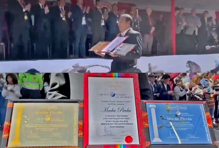 A placa de ouro foi cedida à cidade inca em 2007, quando ela foi declarada uma das 