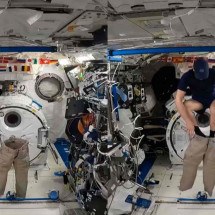 Vídeo: astronauta viraliza ao vestir calças de maneira inusitada - Reprodu&ccedil;&atilde;o/Redes Sociais