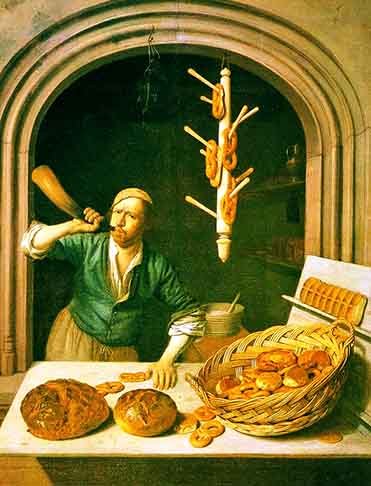 Segundo os registros, os primeiros pães eram feitos de uma maneira bem distinta da atual, a partir da mistura de farinha com fruto do carvalho. Eles eram duros, secos e com formato achatado. Por isso, eram fervidos para retirar o amargor e assados sobre pedras quentes. 
