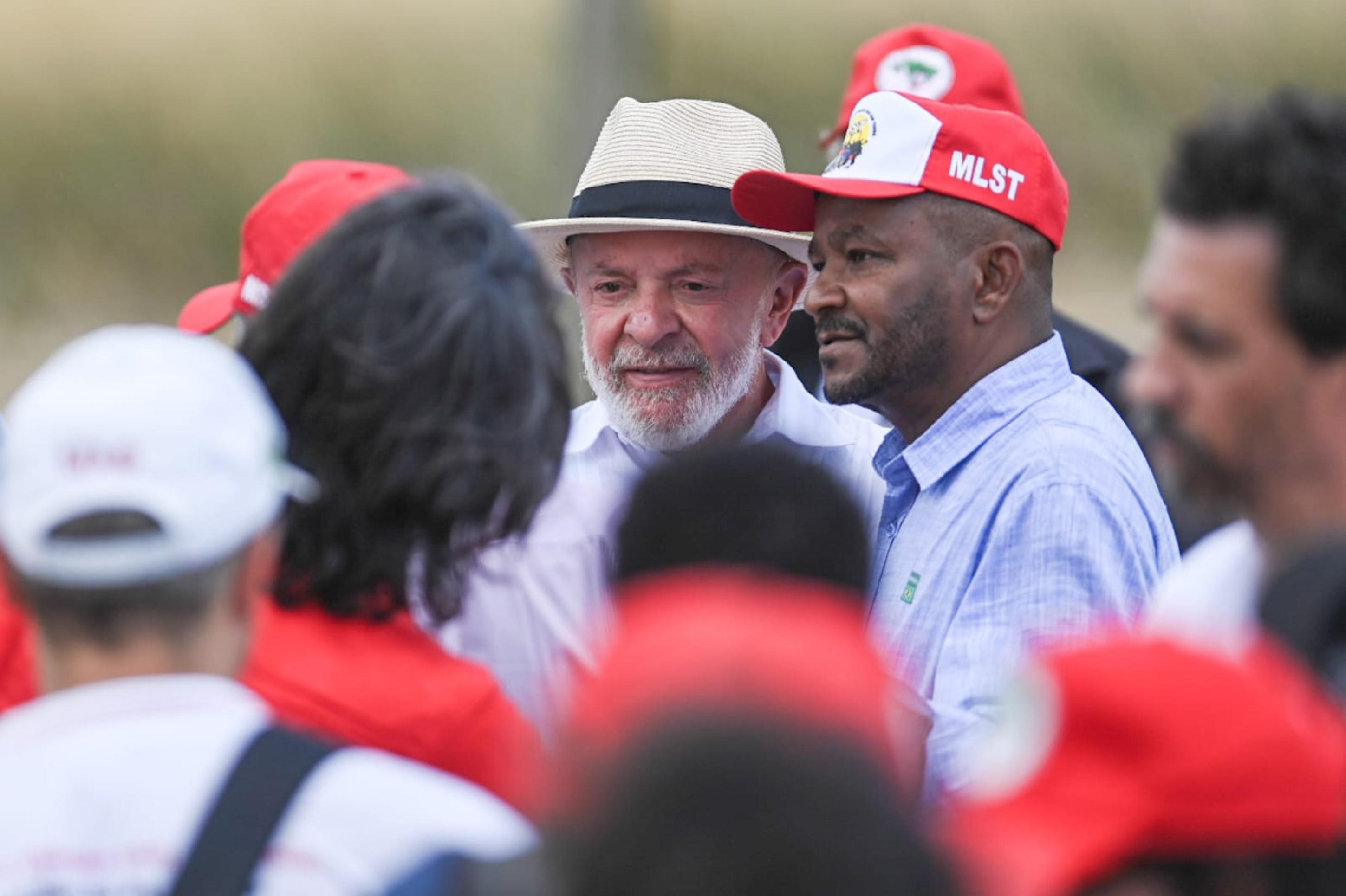 Nesta sexta-feira (7/3), Lula participou de um evento de entrega de propriedades a famílias assentadas aconteceu no Quilombo Campo Grande, em Campo do Meio, Sul de Minas-Leandro Couri/EM/D.A Press