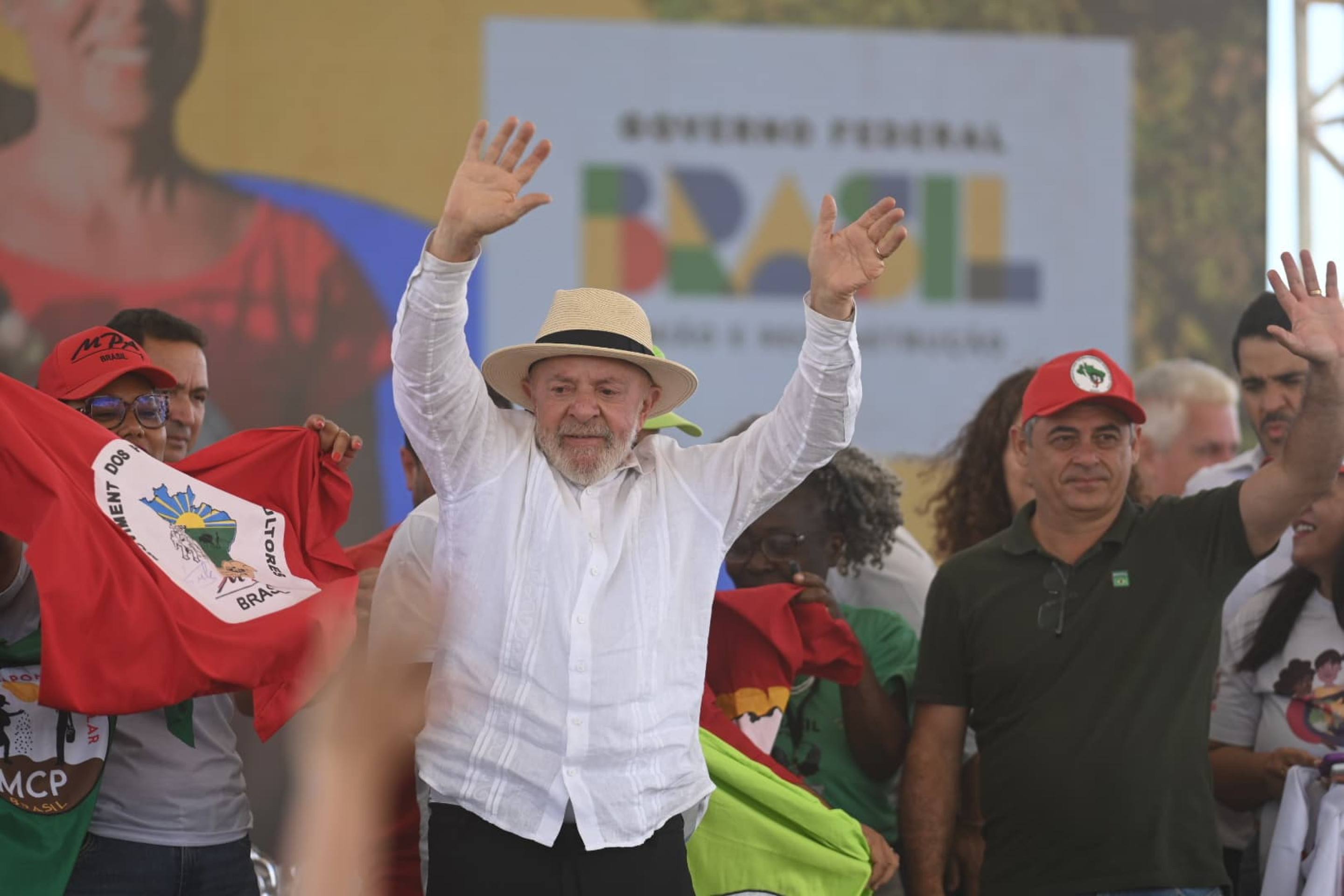 Nesta sexta-feira (7/3), Lula participou de um evento de entrega de propriedades a famílias assentadas aconteceu no Quilombo Campo Grande, em Campo do Meio, Sul de Minas-Leandro Couri/EM/D.A Press
