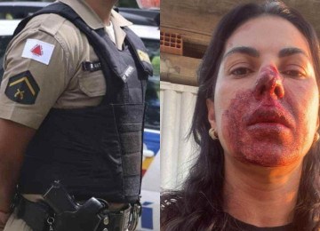 Policial que agrediu a oficial de justiça Maria Sueli Sobrinho alega ter sofrido maus-tratos durante sua prisão -  (crédito: Reprodução/PMMG e imagem cedida)