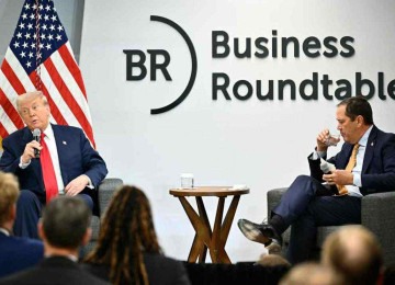 Presidente dos Estados Unidos, Donald Trump no encontro pela Business Roundtable, associação sem fins lucrativos que reúne líderes do setor produtivo -  (crédito: Mandel NGAN/AFP)