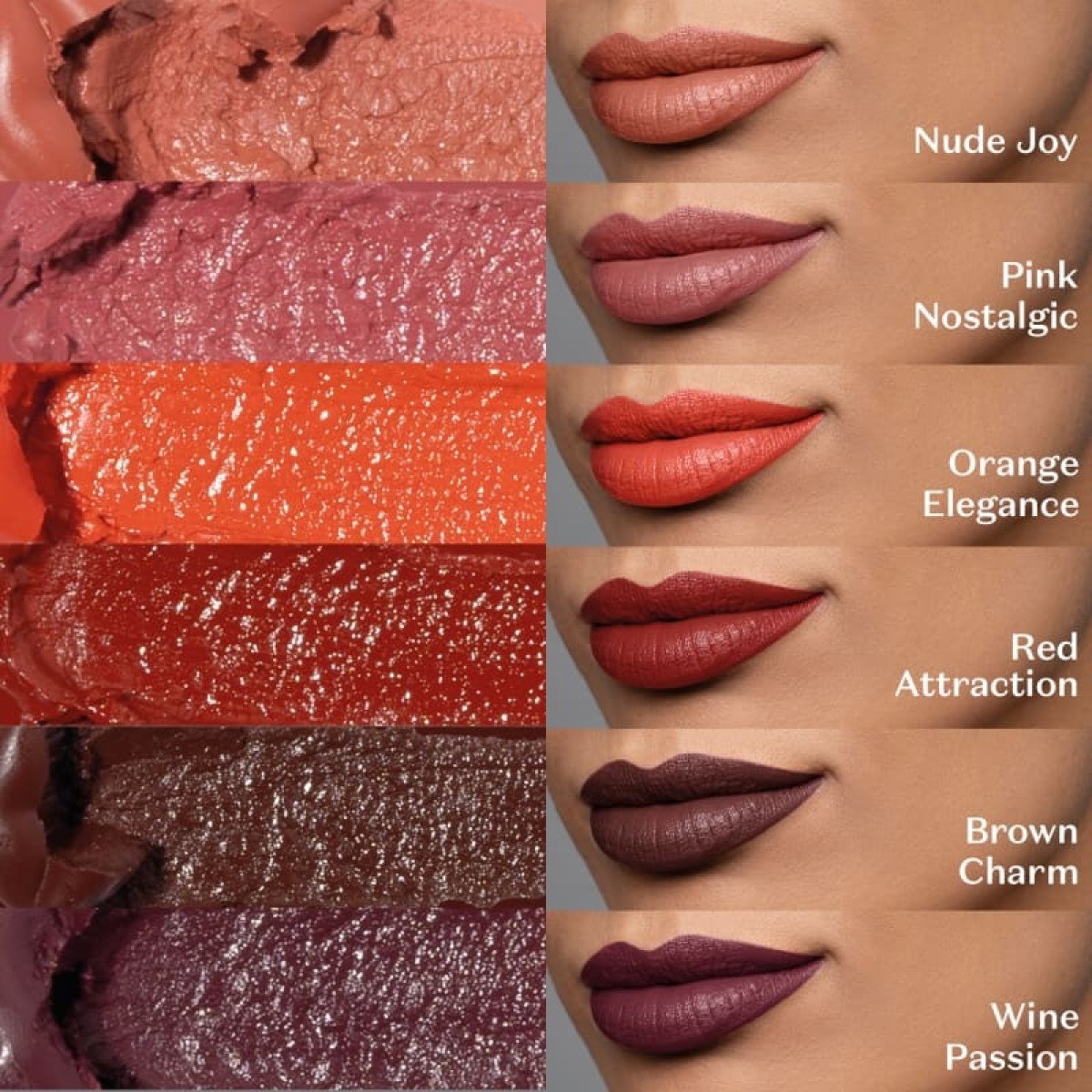 Cores dos batons Six Mini Lips Make B