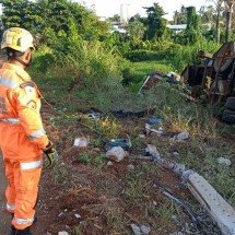 Peixes morrem após carreta com 20 mil litros de fertilizante tombar em MG - CBMMG
