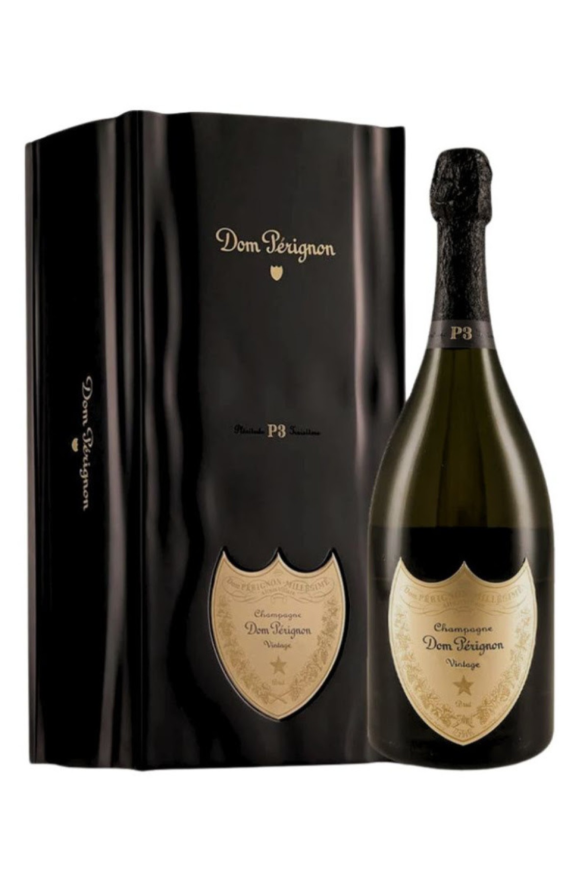 Garrafa de champagne acompanhada de uma case