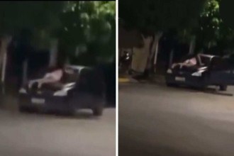 Mulher se agarra a para-brisa de carro para impedir marido de levar a filha