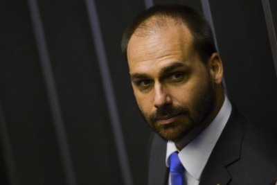 Eduardo Bolsonaro tem se reunido com autoridades para reforçar à Casa Branca e seus aliados os pedidos de sanção a Moraes -  (crédito: Marcelo Camarrgo/Agência Brasil )