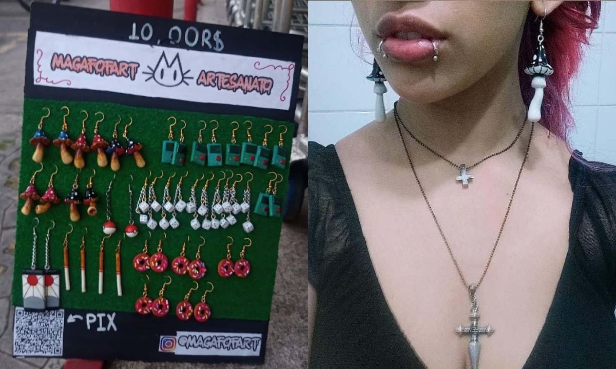 Clara Maria fazia brincos de biscuit e presenteou a amiga, Júlia Rangel, com alguns pares-Arquivo pessoal