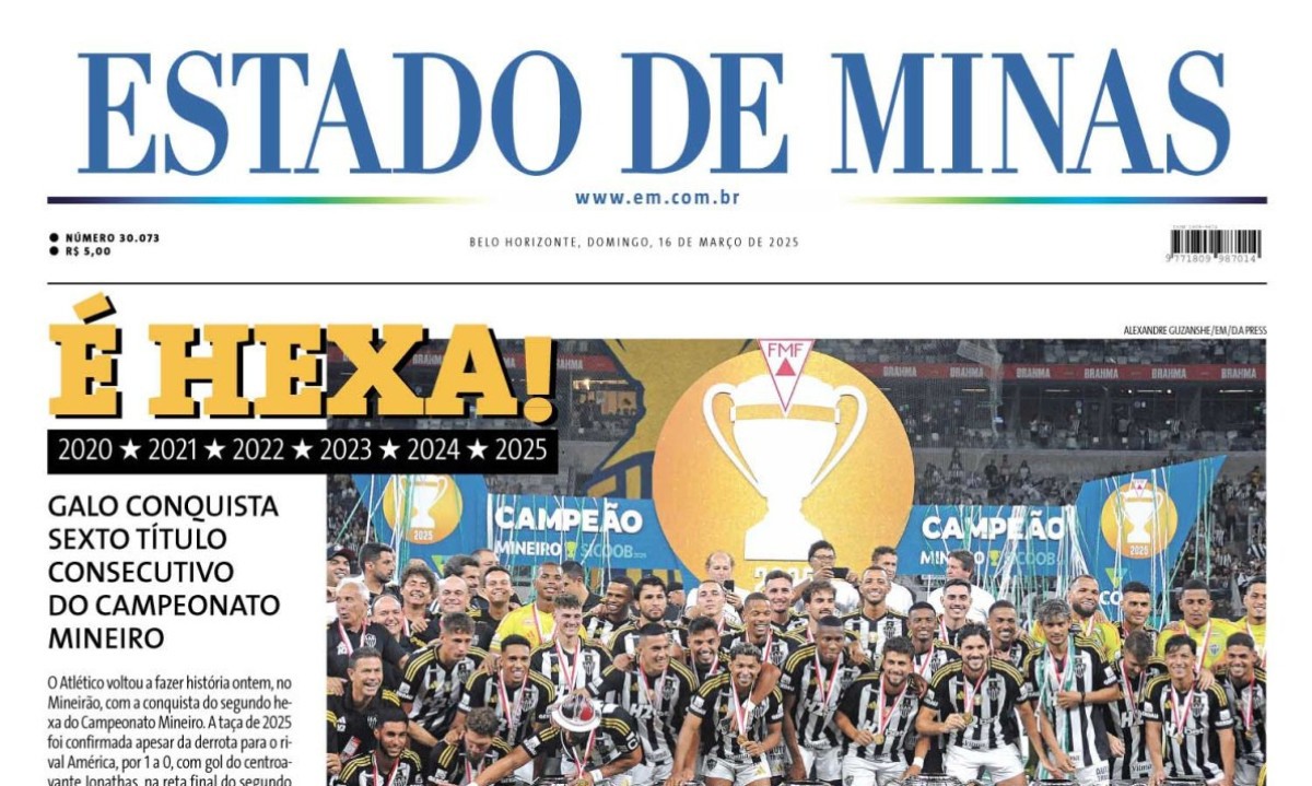 Confira a capa do Estado de Minas do dia 16/03/2025 -  (crédito: Estado de Minas)