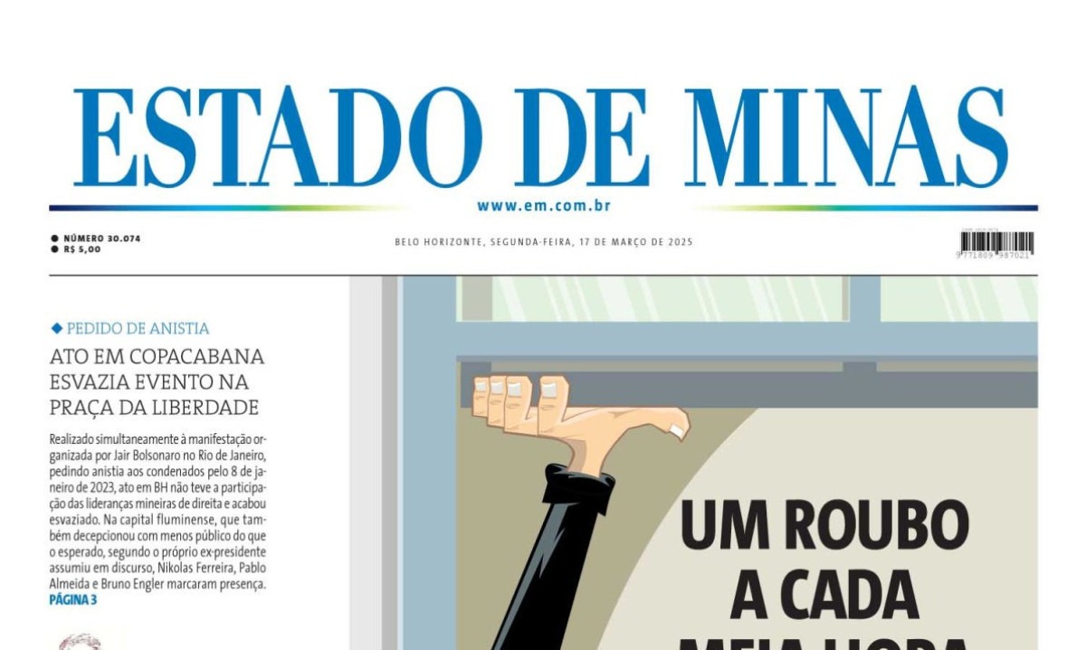 Confira a capa do Estado de Minas do dia 17/03/2025 -  (crédito: Estado de Minas)