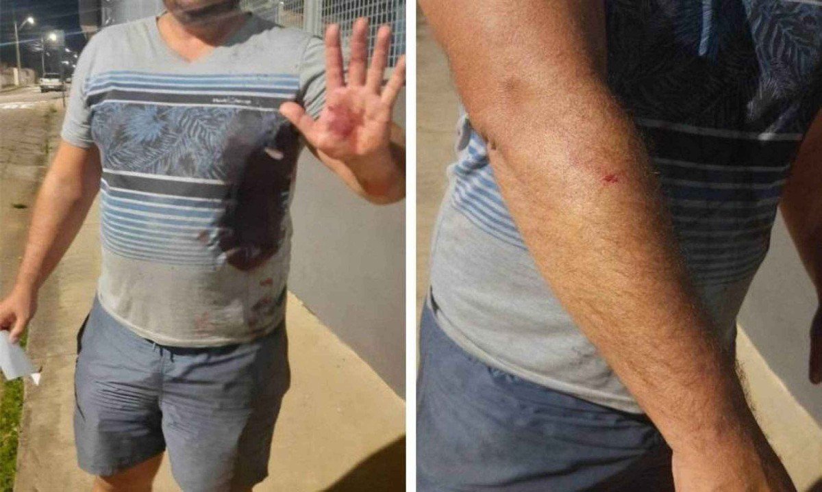 V&iacute;tima foi agredida no bra&ccedil;o direito, na m&atilde;o esquerda e no lado esquerdo do t&oacute;rax -  (crédito: PMMG/Divulga&ccedil;&atilde;o)