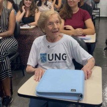 Mineira de 91 anos ingressa na faculdade: ‘Só vou parar quando morrer’ - UNG / reprodução