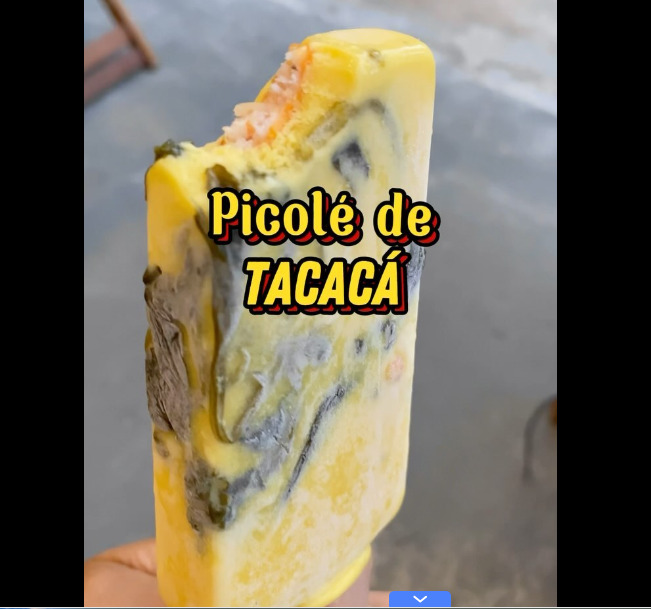 Em Belém, uma iguaria que costuma ser consumida bem quente virou picolé: paleta mexicana de tacacá, lançada numa sorveteria no bairro de Pedreira.