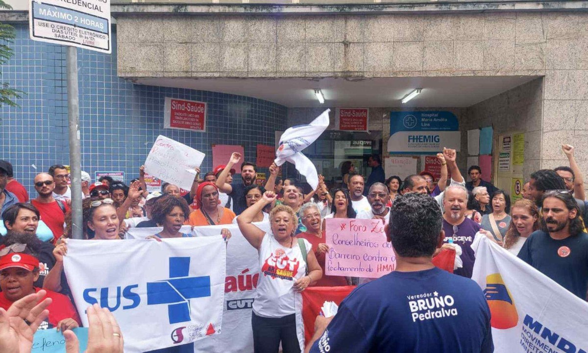 Ato público contra o fechamento do Hospital Maria Amélia Lins -  (crédito: Sind-Saúde)