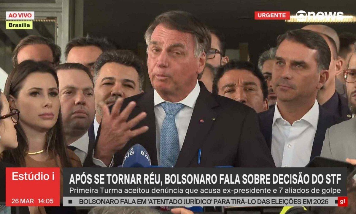 Ex-presidente Jair Bolsonaro e outras sete pessoas do alto escalão do seu governo viraram réus por tentativa de golpe de Estado após julgamento da Primeira Turma do STF -  (crédito: Reprodução/GloboNews)