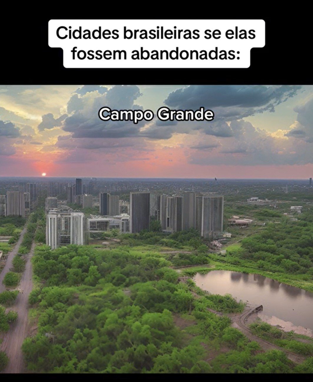 O ambiente Ã© retratado de forma mais escura e a vegetaÃ§Ã£o ganha contornos de descuido e abandono. A capital sul-mato-grossense perde sua vivacidade atravÃ©s da recriaÃ§Ã£o da inteligÃªncia articificial (IA)