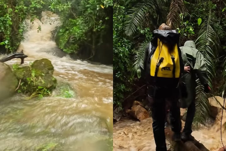 Cataratas de Gocta: Localizada no Peru, essa cachoeira foi classificada como o segundo lugar mais perigoso do planeta. A trilha é muito íngreme e escorregadia por causa da água. Se alguém escorregar, pode cair de uma altura de 300 metros.-montagem/reprodução/youtube 