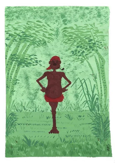 O saci  veste um short e usa dois itens que lhe dão poderes mágicos: um gorro vermelho e um cachimbo.  Ele se diverte escondendo objetos e deixando as pessoas confusas. 