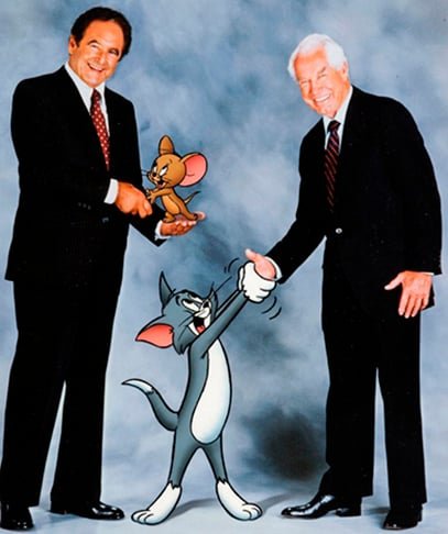  Joseph Barbera e Willian Hanna se conheceram quando trabalhavam na MGM. Eles criaram Tom e Jerry em 1940.  Enorme sucesso. Fizeram 114 curtas para cinema, 13 deles indicados ao Oscar e 7 ganhando o prêmio.