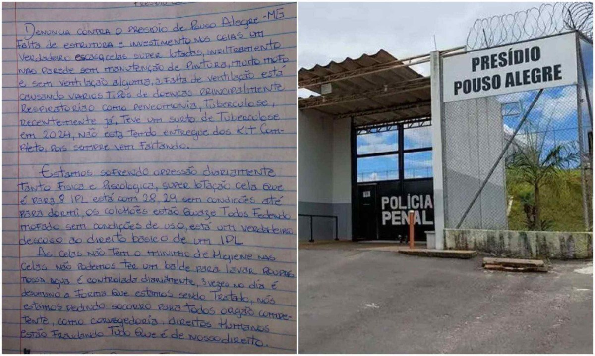 Em carta, detentos afirmam que, al&eacute;m da superlota&ccedil;&atilde;o, muitas celas est&atilde;o sem manuten&ccedil;&atilde;o, com infiltra&ccedil;&otilde;es nas paredes, mofo e falta de ventila&ccedil;&atilde;o -  (crédito: Arquivo Pessoal)