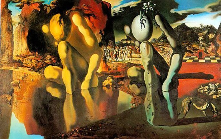 O ovo é comum na obra de Dalí. Expressa nascimento e caridade. Aparece na tela "Metamorfose de Narciso", sobre o jovem que se apaixona por si mesmo ao ver seu reflexo.  Narciso é muito abordado na Psicanálise e Dalí levou o quadro para avaliação de Freud, que exaltou a "maestria técnica do pintor catalão".