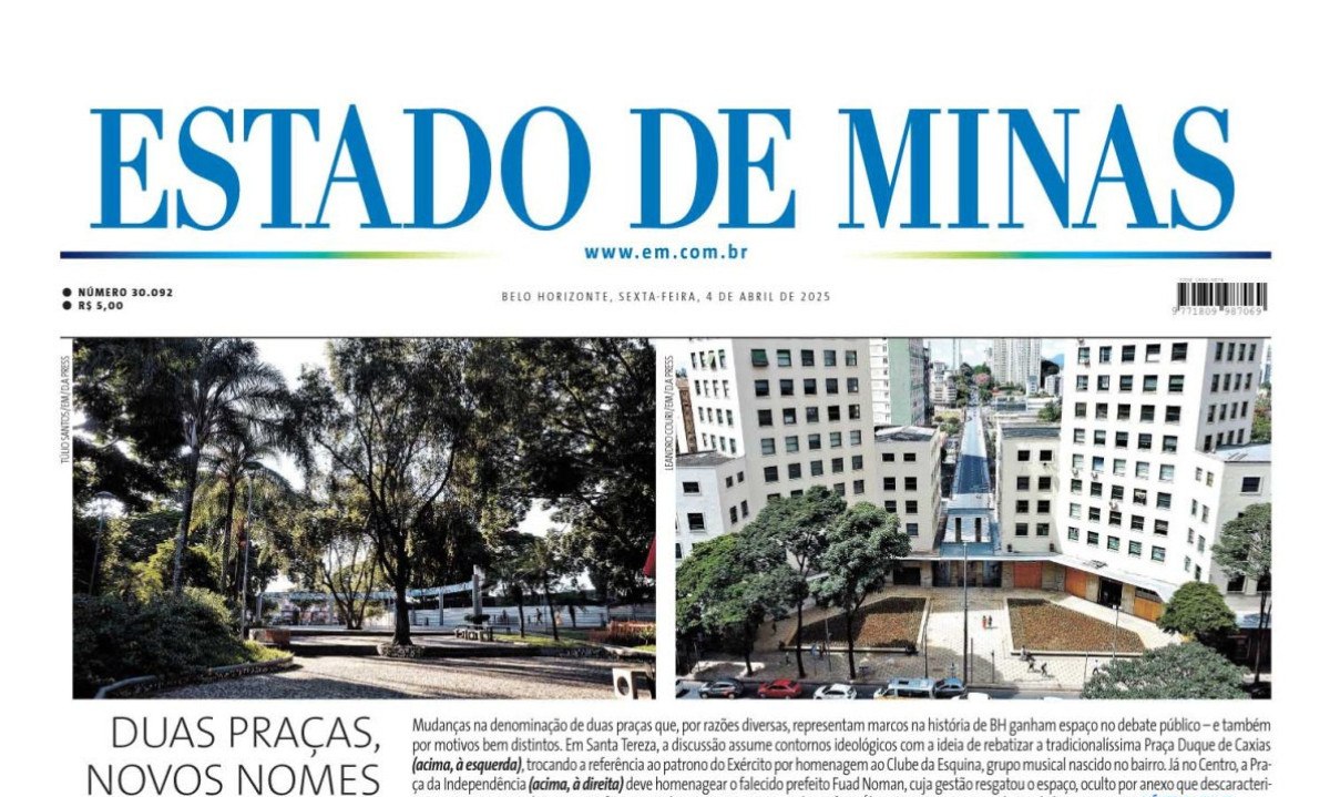 Confira a capa do Estado de Minas do dia 4/04/2025 -  (crédito: Estado de Minas)