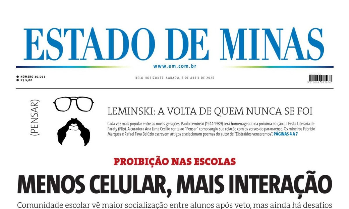 Confira a capa do Estado de Minas do dia 5/04/2025 -  (crédito: Estado de Minas)