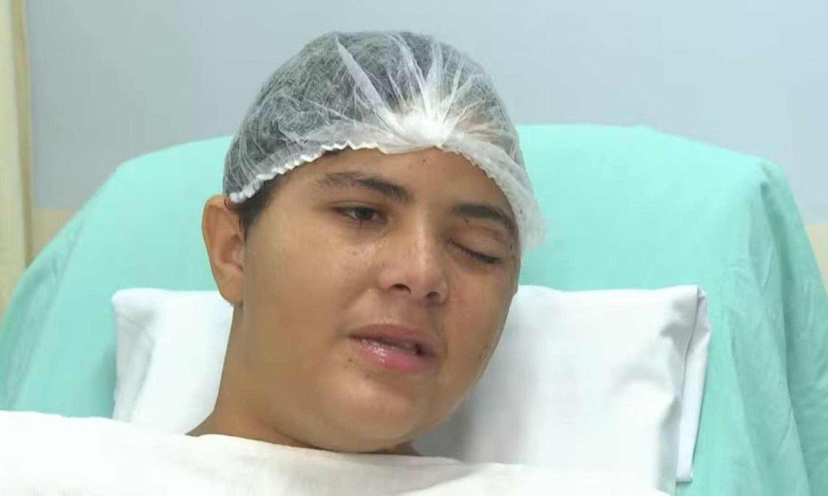 Apesar da gravidade, nem o globo ocular nem a pálpebra foram danificados -  (crédito: Reprodução/TV Globo)